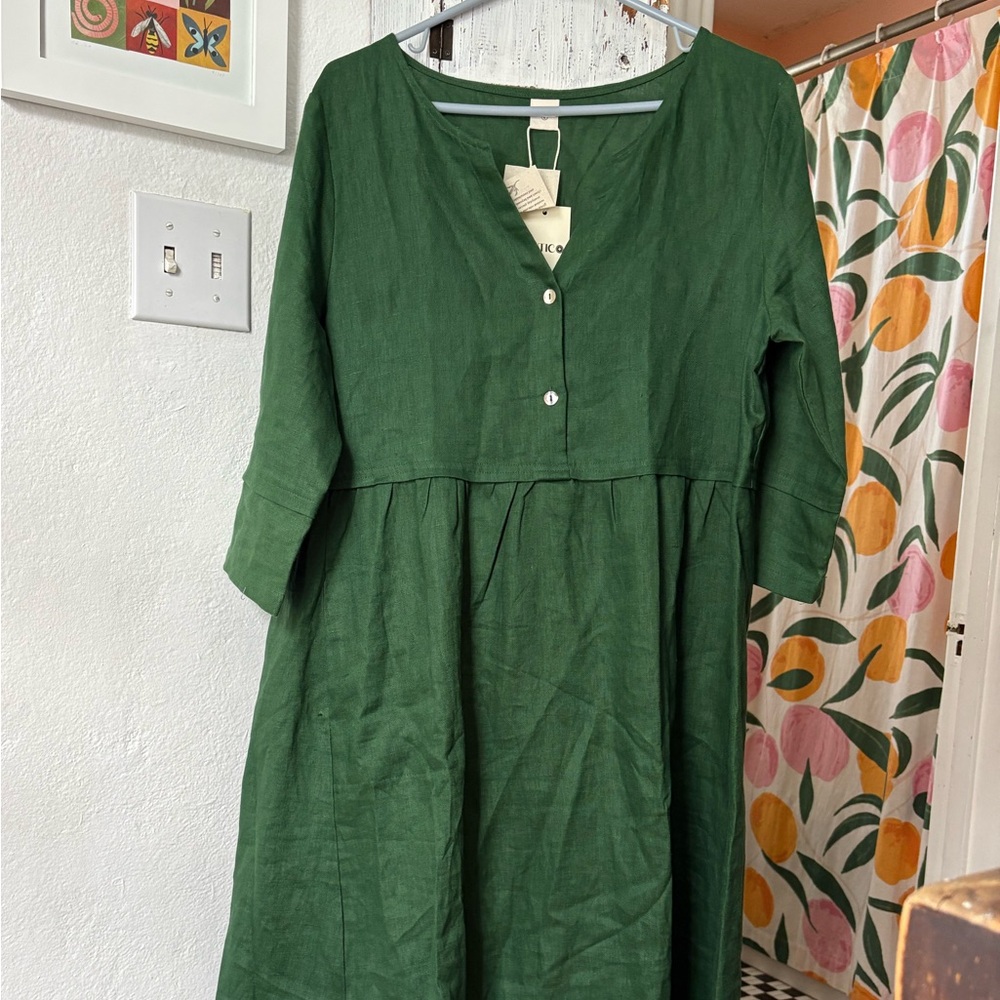100% Linen Cozy Cottagecore Maxi Dress
